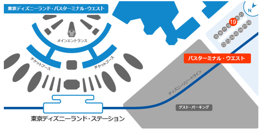 【東京ディズニーランド】　バスターミナル・ウエスト25番乗り場